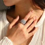 925 Sterling Silver Multi-Row Moissanite Statement Band Ring 110200084