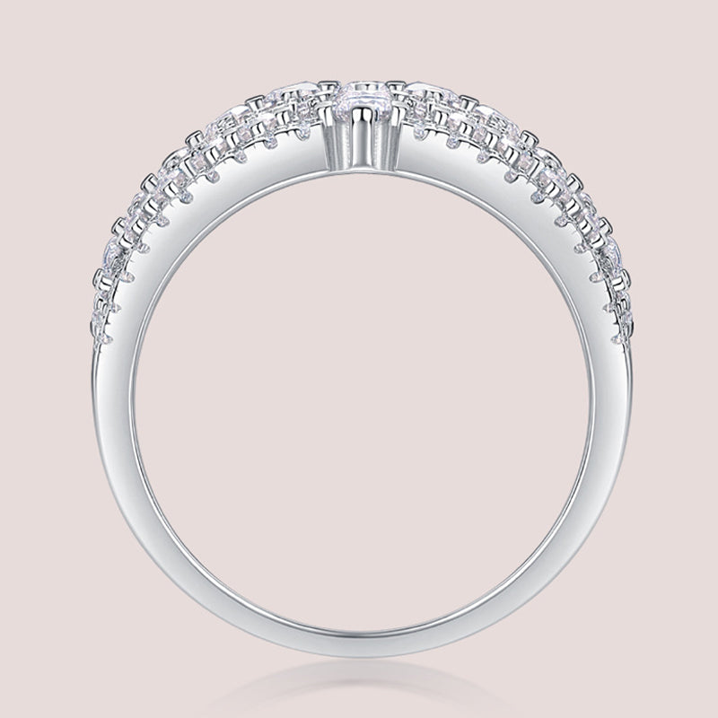 925 Sterling Silver Multi-Row Moissanite Statement Band Ring 110200084