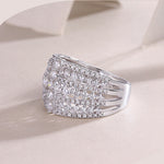 925 Sterling Silver Multi-Row Moissanite Statement Band Ring 110200084