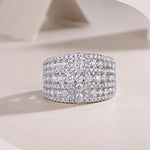925 Sterling Silver Multi-Row Moissanite Statement Band Ring 110200084