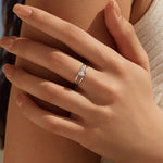 925 Sterling Silver Pear Cut Moissanite Double Band Ring 110200085