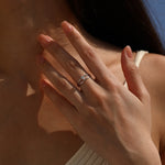 925 Sterling Silver Pear Cut Moissanite Double Band Ring 110200085
