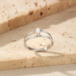 925 Sterling Silver Pear Cut Moissanite Double Band Ring 110200085
