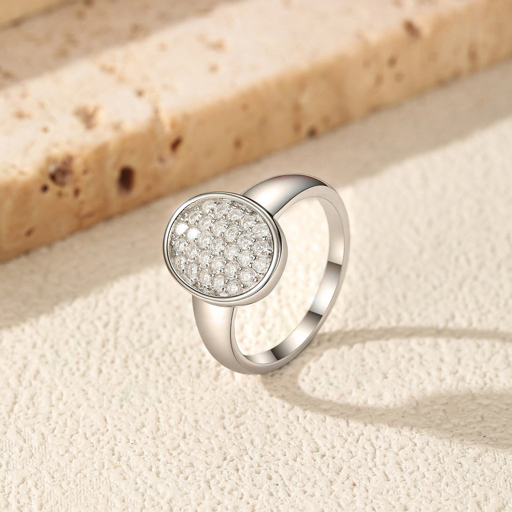 925 Sterling Silver Moissanite Vintage Button Ring 110200086