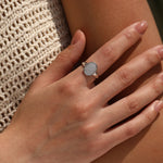 925 Sterling Silver Moissanite Vintage Button Ring 110200086