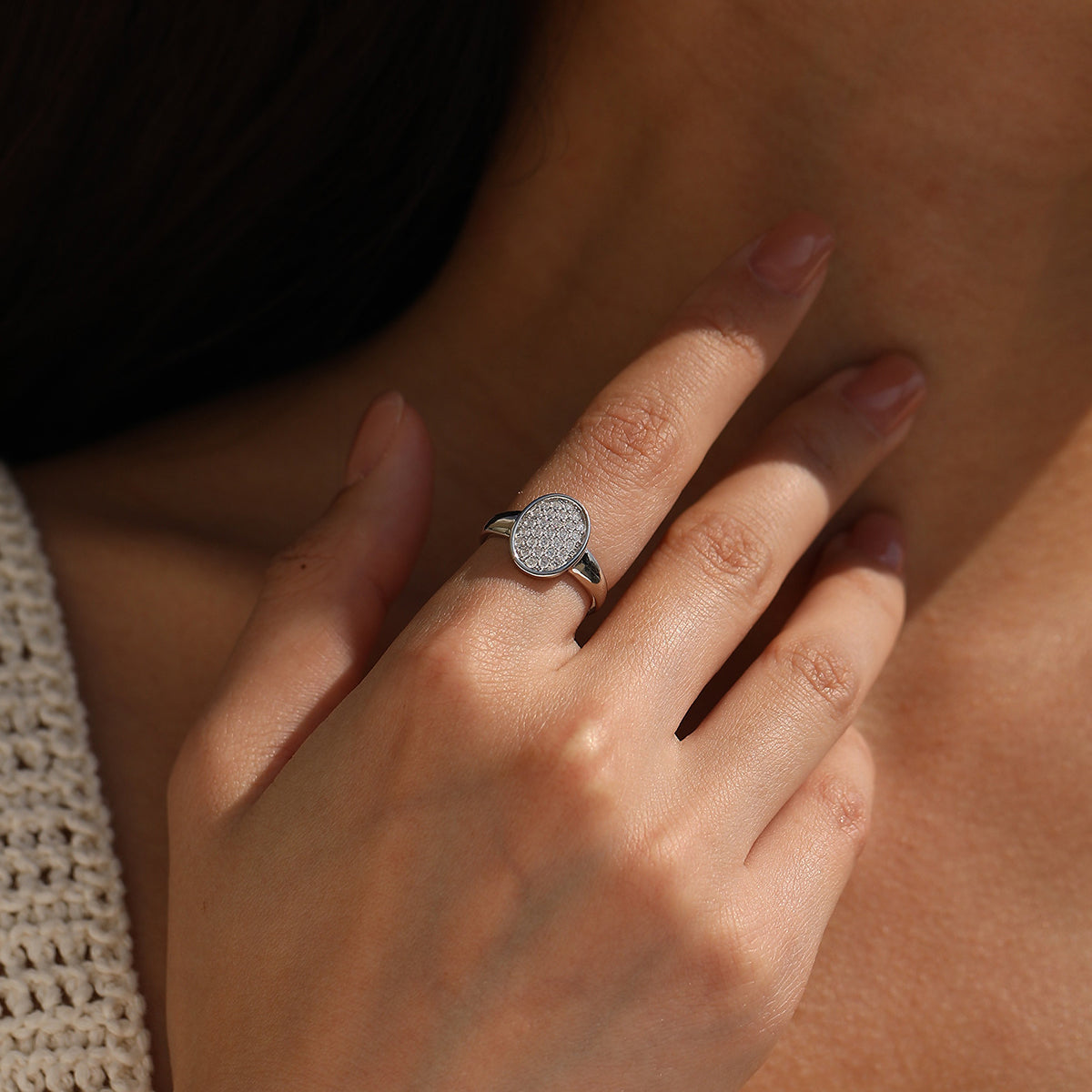 925 Sterling Silver Moissanite Vintage Button Ring 110200086