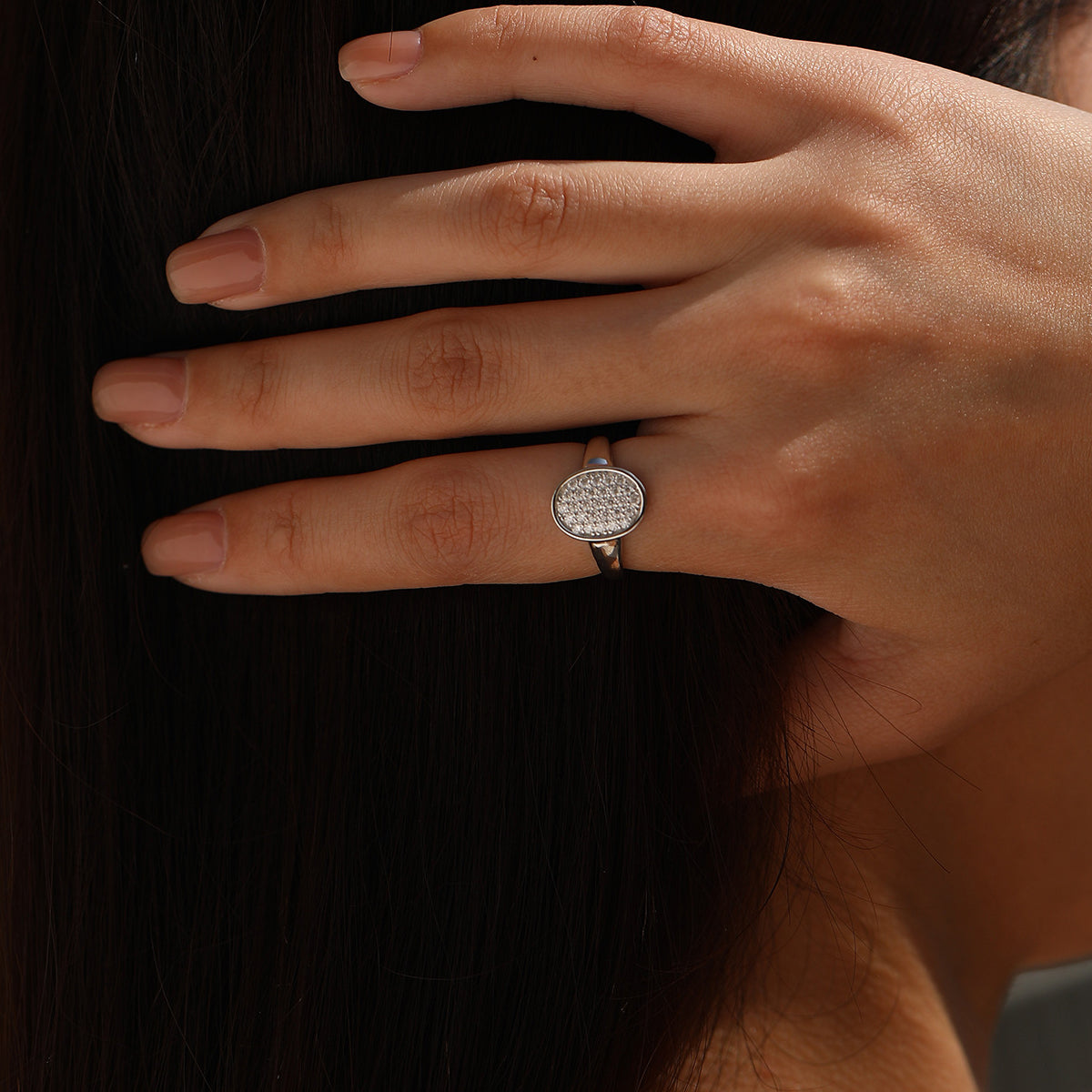925 Sterling Silver Moissanite Vintage Button Ring 110200086