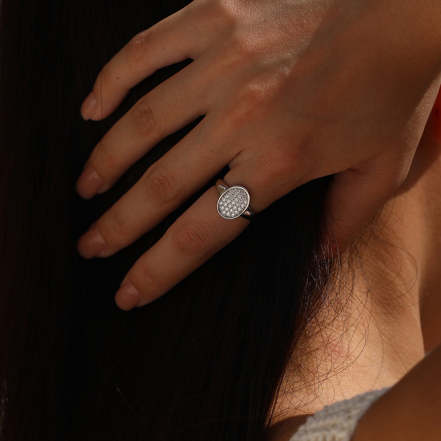 925 Sterling Silver Moissanite Vintage Button Ring 110200086