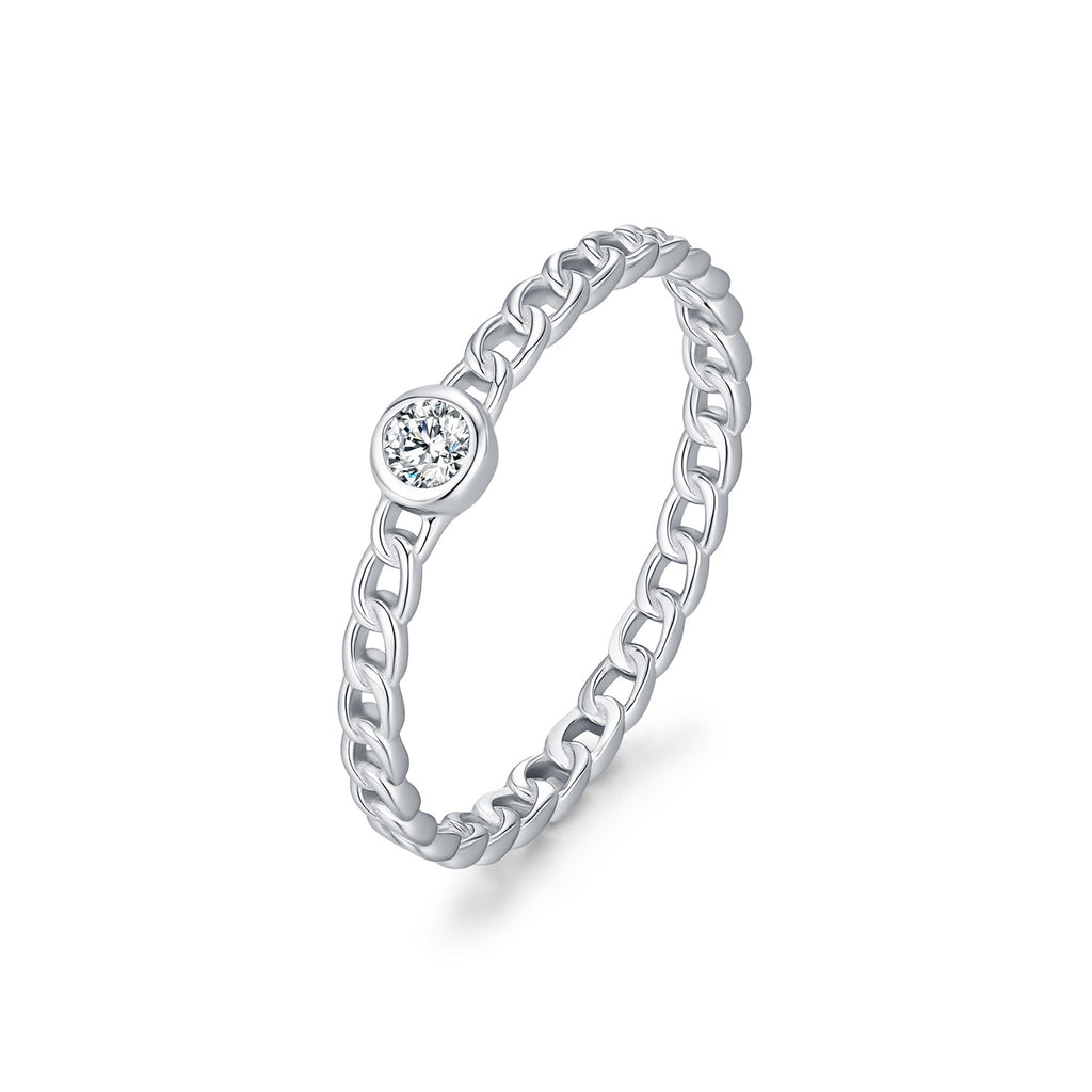 925 Sterling Silver Moissanite Chain Link Ring 110200092