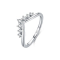 925 Sterling Silver Moissanite V-Shaped Crown Ring 110200093