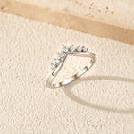 925 Sterling Silver Moissanite V-Shaped Crown Ring 110200093