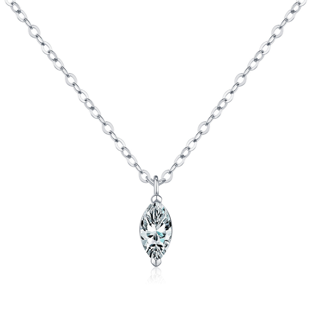 925 Sterling Silver 0.5ct Marquise Moissanite Solitaire Necklace 110300017