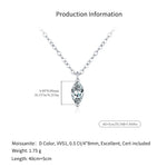 925 Sterling Silver 0.5ct Marquise Moissanite Solitaire Necklace 110300017