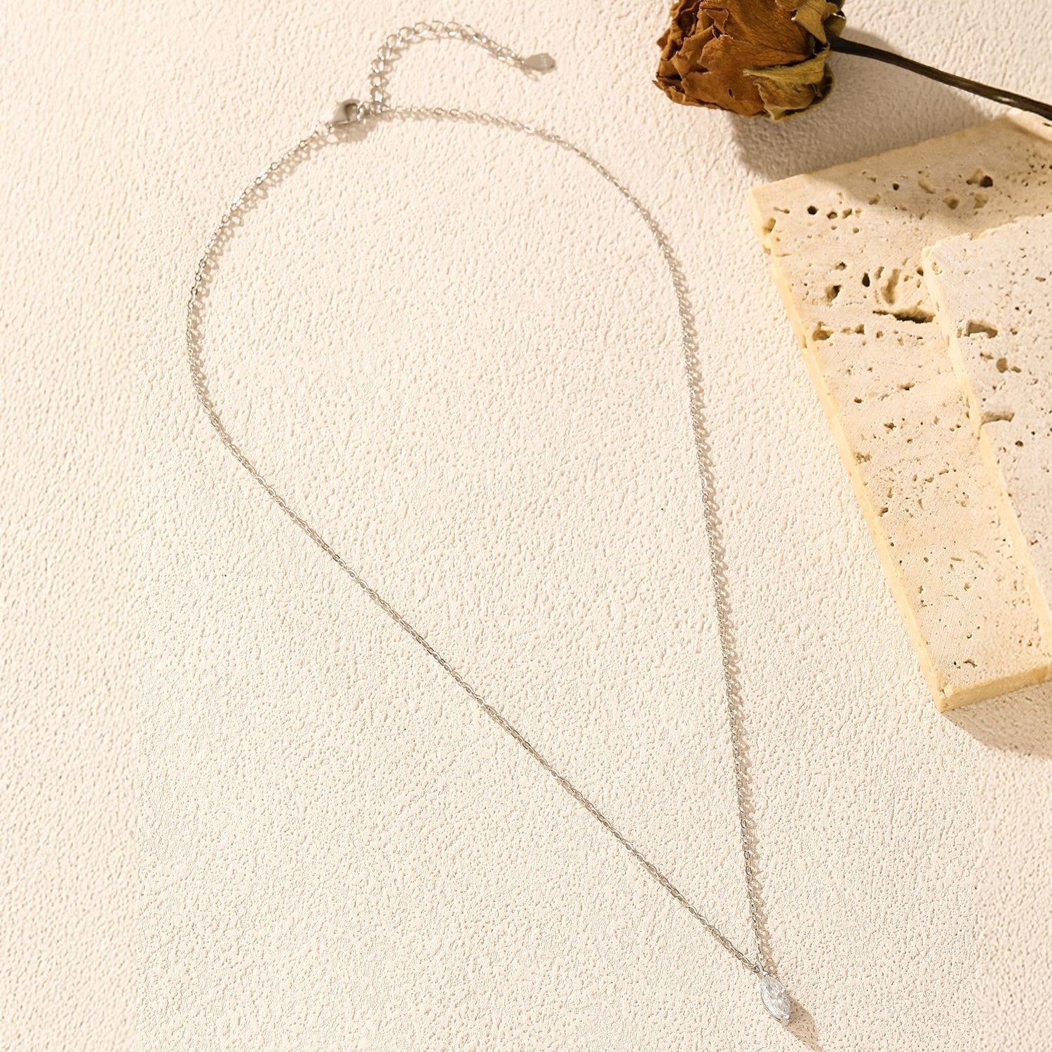 925 Sterling Silver 0.5ct Marquise Moissanite Solitaire Necklace 110300017