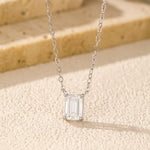925 Sterling Silver Emerald Cut Moissanite Solitaire Pendant Necklace 110300018