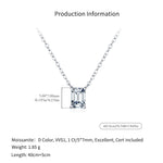 925 Sterling Silver Emerald Cut Moissanite Solitaire Pendant Necklace 110300018