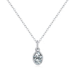 925 Sterling Silver 1Ct Oval Bezel Pendant Necklace 110300019