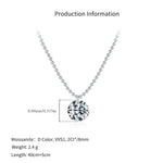 925 Sterling Silver 2ct Round Moissanite Bead Chain Necklace 110300020