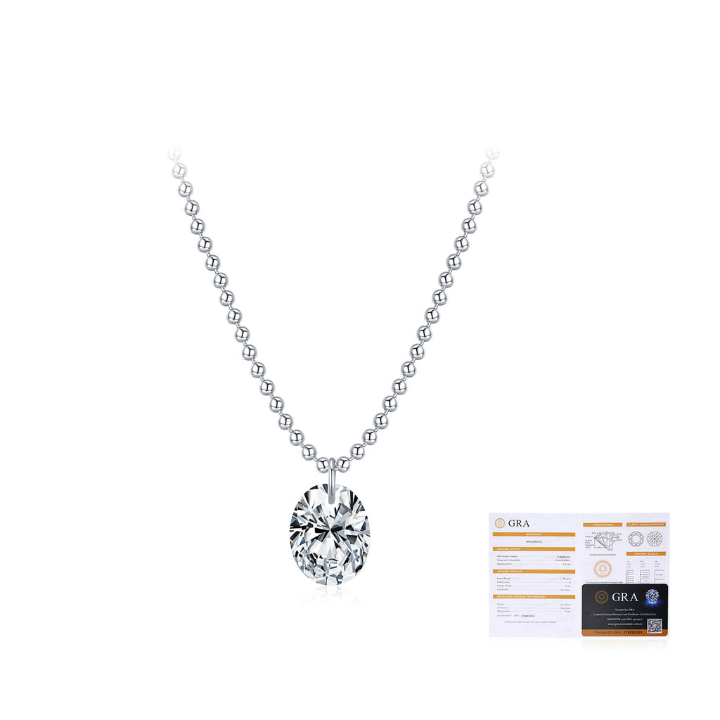 925 Sterling Silver Moissanite Solitaire Ball Bead Chain Necklace 110300021