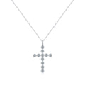 925 Sterling Silver Moissanite Bezel-Set Cross Pendant Necklace 110300022
