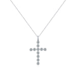 925 Sterling Silver Moissanite Bezel-Set Cross Pendant Necklace 110300022