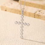 925 Sterling Silver Moissanite Bezel-Set Cross Pendant Necklace 110300022
