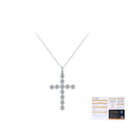 925 Sterling Silver Moissanite Bezel-Set Cross Pendant Necklace 110300022