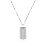 925 Sterling Silver Full Pavé Moissanite Dog Tag Pendant Necklace 110300024