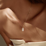 925 Sterling Silver Full Pavé Moissanite Dog Tag Pendant Necklace 110300024