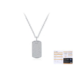 925 Sterling Silver Full Pavé Moissanite Dog Tag Pendant Necklace 110300024