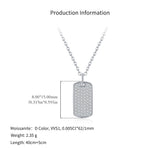 925 Sterling Silver Full Pavé Moissanite Dog Tag Pendant Necklace 110300024