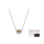 925 Sterling Silver Champagne Moissanite Oval Halo Pendant Necklace 110300025