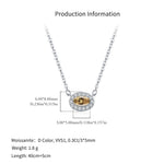 925 Sterling Silver Champagne Moissanite Oval Halo Pendant Necklace 110300025