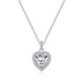 925 Sterling Silver 1ct Heart Moissanite Halo Pendant Necklace 110300026