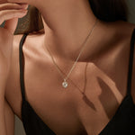 925 Sterling Silver 1ct Heart Moissanite Halo Pendant Necklace 110300026