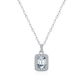 925 Sterling Silver 1 ct Emerald Cut Moissanite Halo Pendant Necklace 110300027