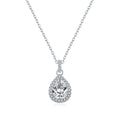 925 Sterling Silver Pear Cut Moissanite Halo Pendant Necklace 110300028