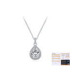925 Sterling Silver Pear Cut Moissanite Halo Pendant Necklace 110300028