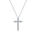 925 Sterling Silver Vintage Moissanite Cross Pendant Necklace 110300031
