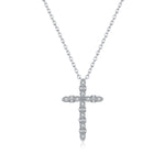 925 Sterling Silver Vintage Moissanite Cross Pendant Necklace 110300031