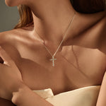 925 Sterling Silver Vintage Moissanite Cross Pendant Necklace 110300031