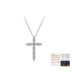 925 Sterling Silver Vintage Moissanite Cross Pendant Necklace 110300031