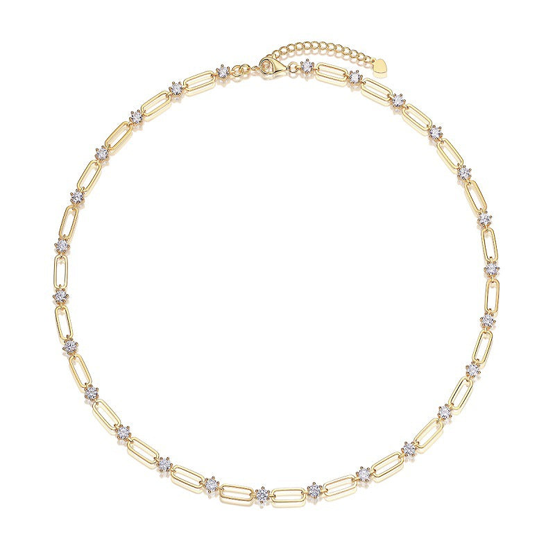 925 Sterling Silver 0.3Ct Moissanite Paperclip Chain Necklace 110300033