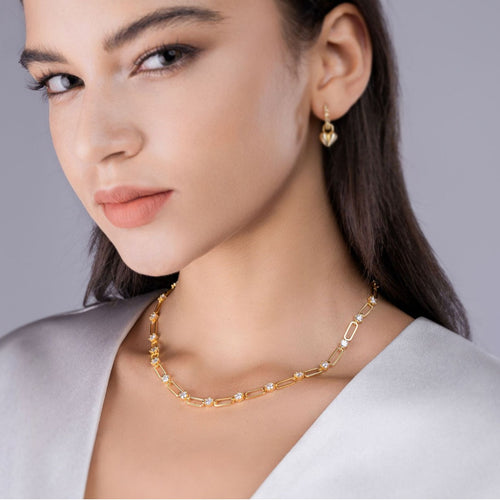 925 Sterling Silver 0.3Ct Moissanite Paperclip Chain Necklace 110300033