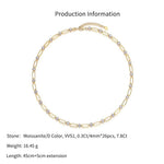 925 Sterling Silver 0.3Ct Moissanite Paperclip Chain Necklace 110300033