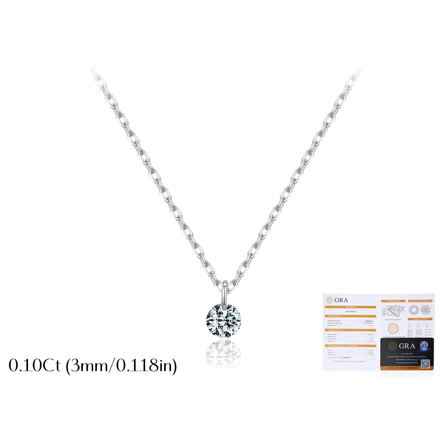 925 Sterling Silver Moissanite Solitaire Pendant Necklace 110300034