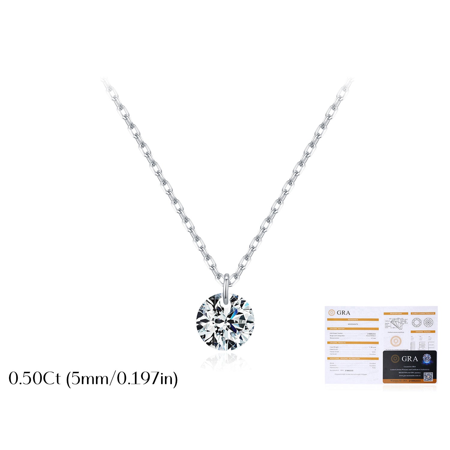 925 Sterling Silver Moissanite Solitaire Pendant Necklace 110300034