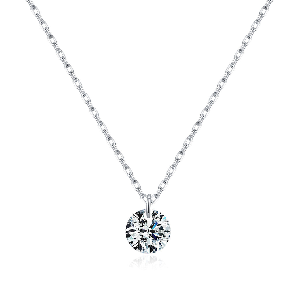 925 Sterling Silver Moissanite Solitaire Pendant Necklace 110300034
