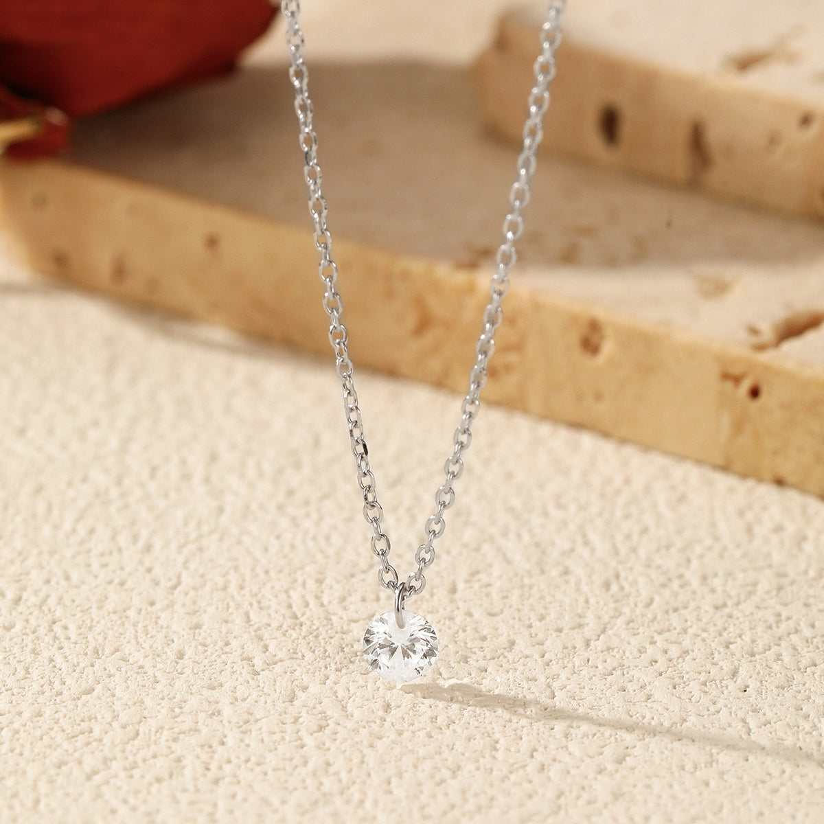 925 Sterling Silver Round Moissanite Solitaire Necklace 110300034