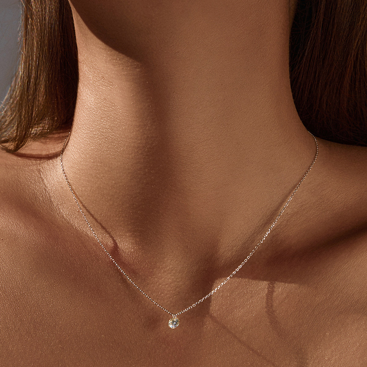 925 Sterling Silver Moissanite Solitaire Pendant Necklace 110300034
